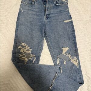 Distressed Blue Denim Jeans
